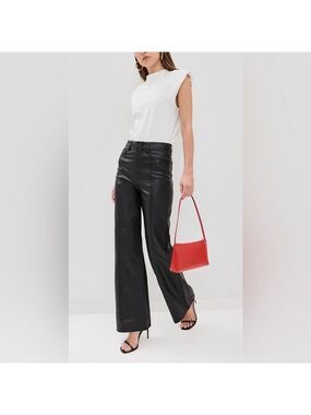 Marc New York Andrew Marc Black Faux Leather Pants Size 12